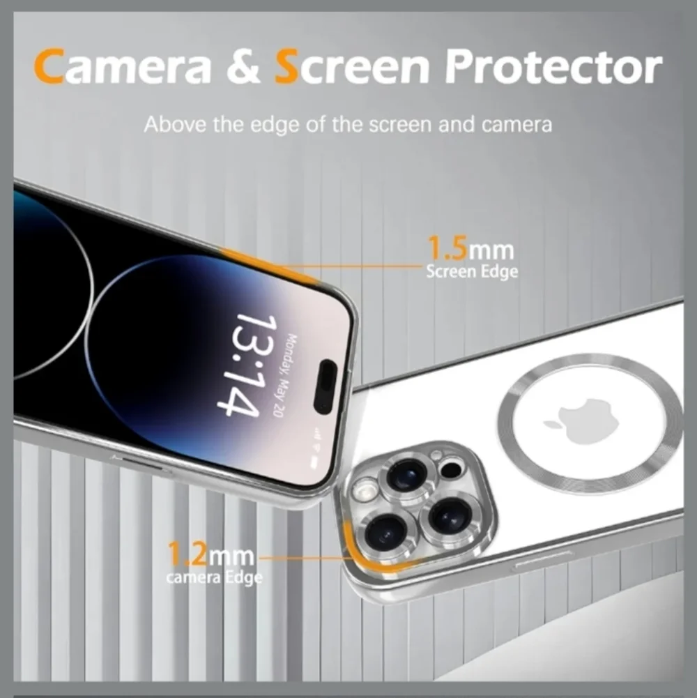 Apple iPhone Case with MagSafe - Silver and Clear